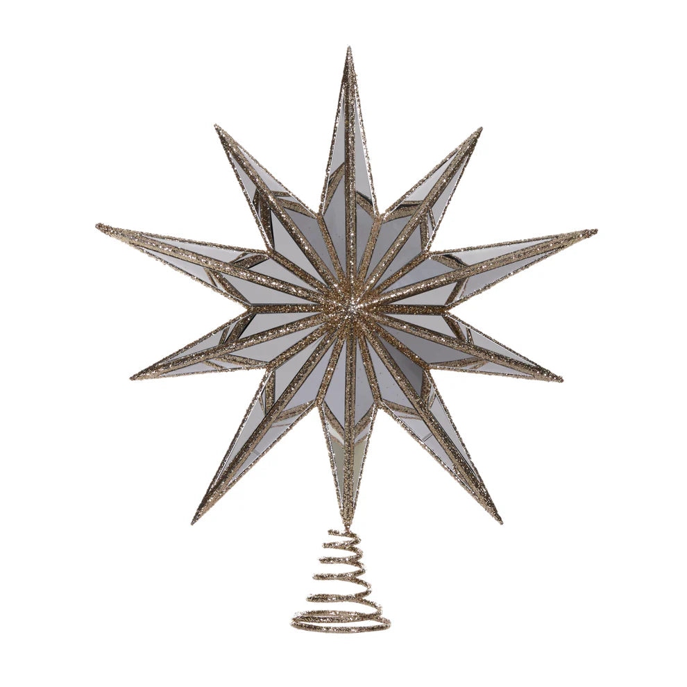 XL 10 point Mirrored Tree Topper Star Champagne