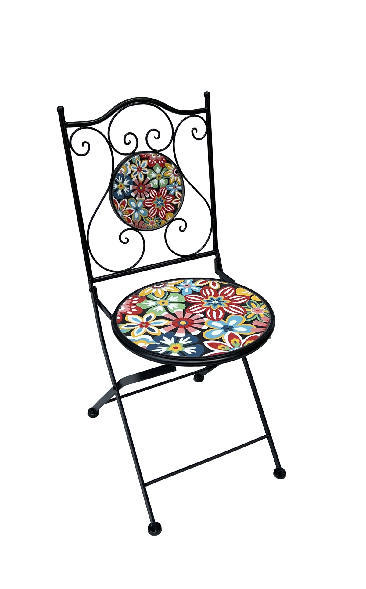 Mosaic Table Colour ful Flowers And Chairs