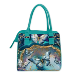 Lisa Pollock Lunch Tote Cooler Bag Aluminum Insulation 11 Tranquil Butterflies