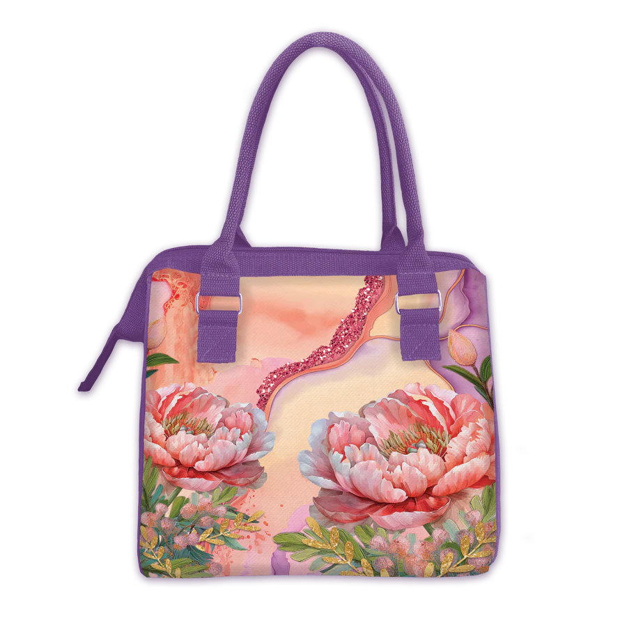 Lisa Pollock Lunch Tote Cooler Bag Aluminum Insulation 11L Coral Peony