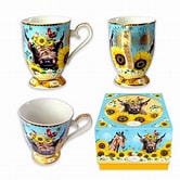 Lisa Pollock Ceramic Cup Country Collection Horse And Cow