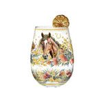 Lisa Pollock Stemless Glass With Gold Garnish Country Dusk Horse