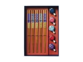 TD Chopsticks Blow Fish Chopstick With Rest 10Pce Set