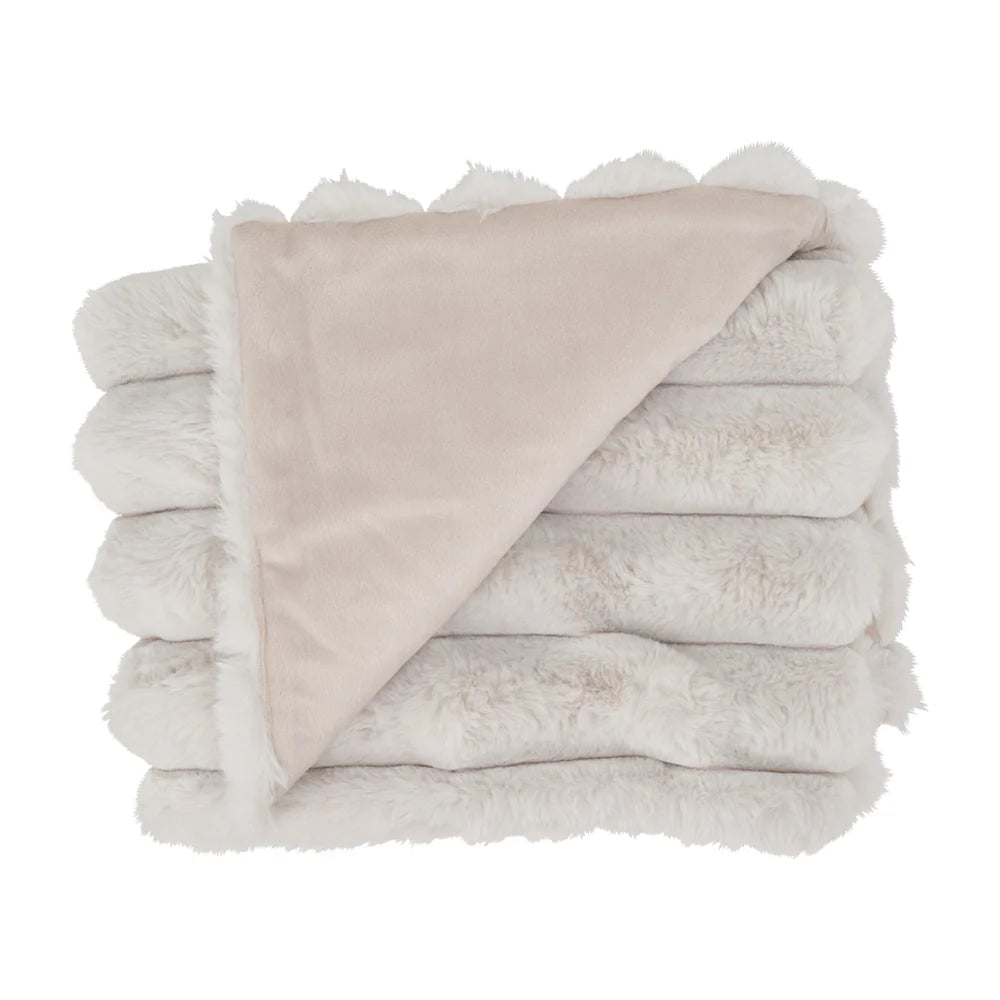 Annabel Trends Throw Rug Ribbed Fur Baby Dove Grey