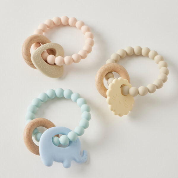 Jiggle and Giggle Wren Silicone and Wood Teether