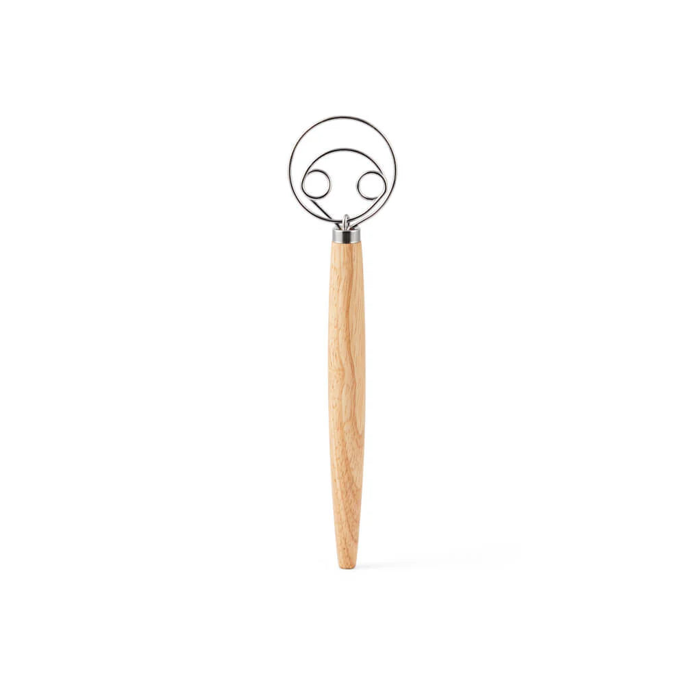 Danish Dough Whisk with Wooden Handle