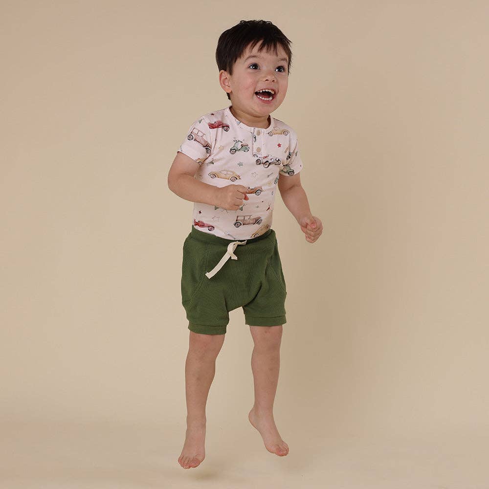 Vintage Cars Short Sleeve Organic Bodysuit: 3-6 Months (00)