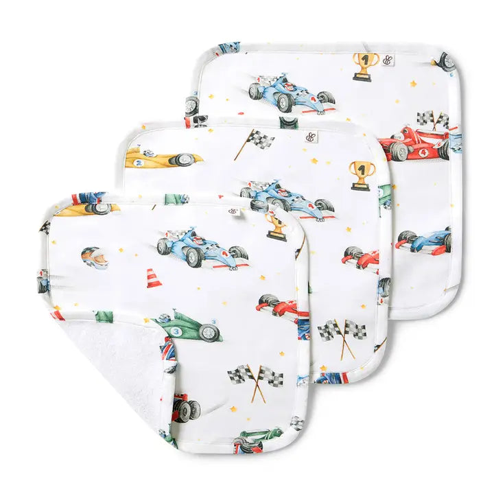 Snuggle Hunny Little Racers Organic Wash Cloths 3Pk