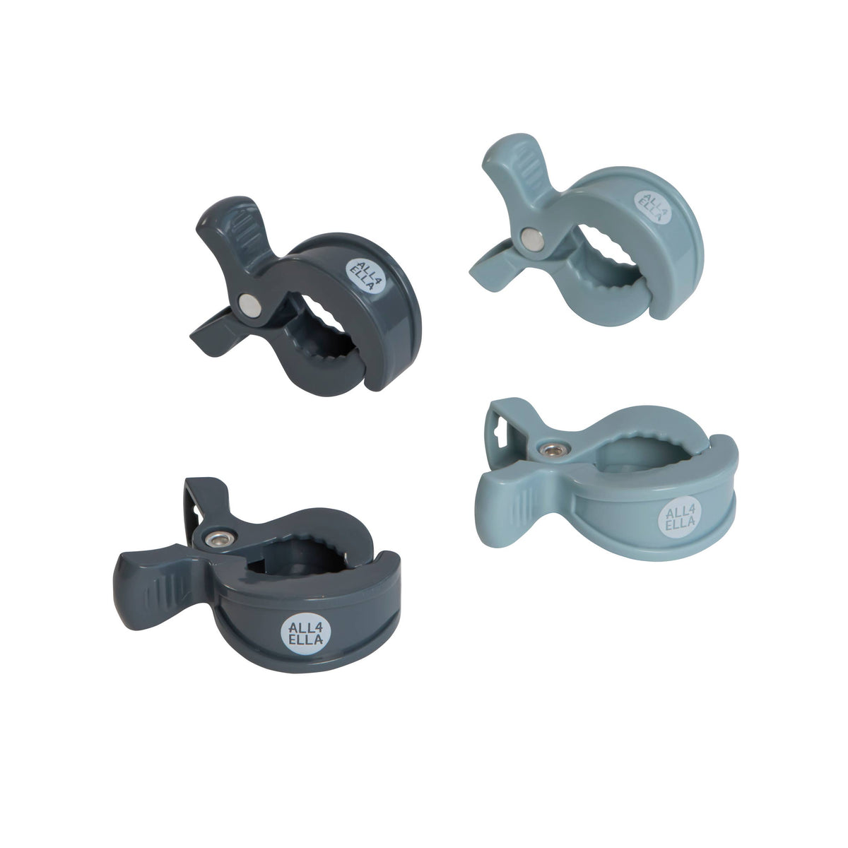 Pram Pegs 4pk - Steel Blue/Charcoal