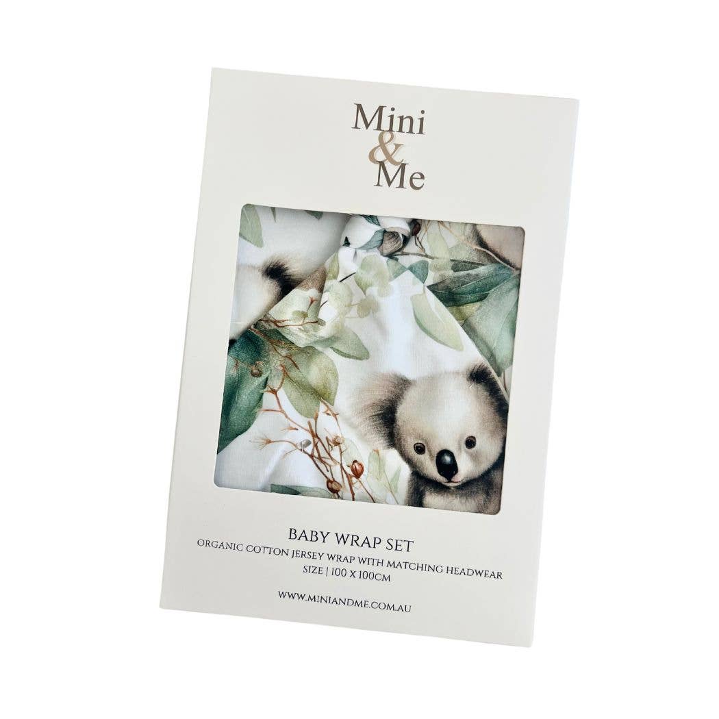 Mini & Me Organic Jersey Baby Wrap Set Cuddly Koala