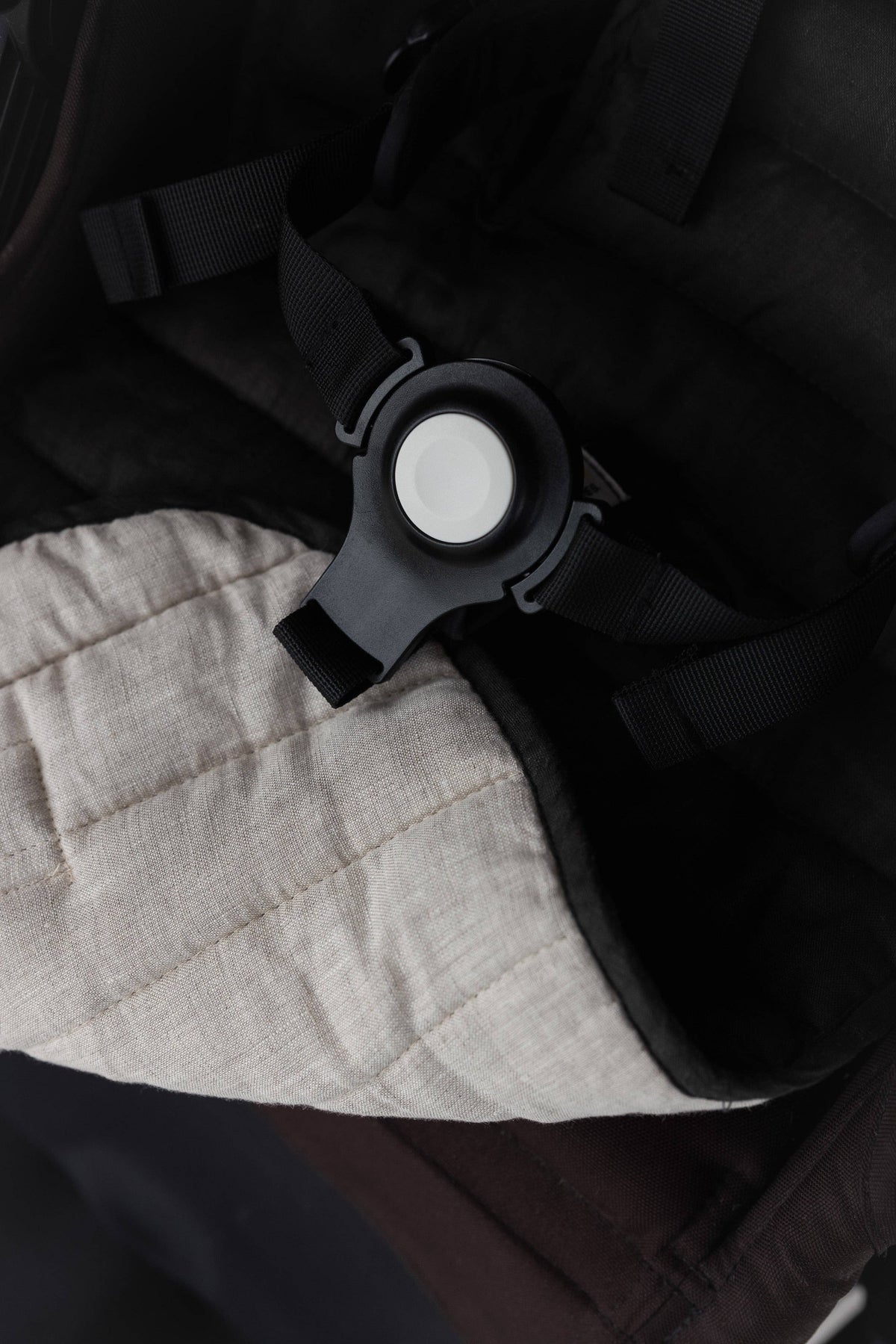Charcoal & Oat - Pram Liner- Stripe quilt: Multi-Colored