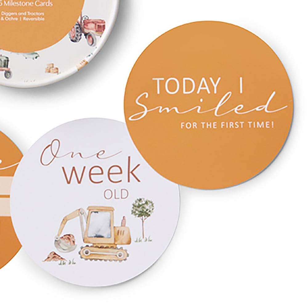 Diggers & Tractors Reversible Milestone Cards