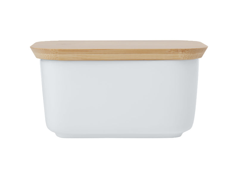 Maxwell and Williams White Basic Butter Dish With Bamboo Lid