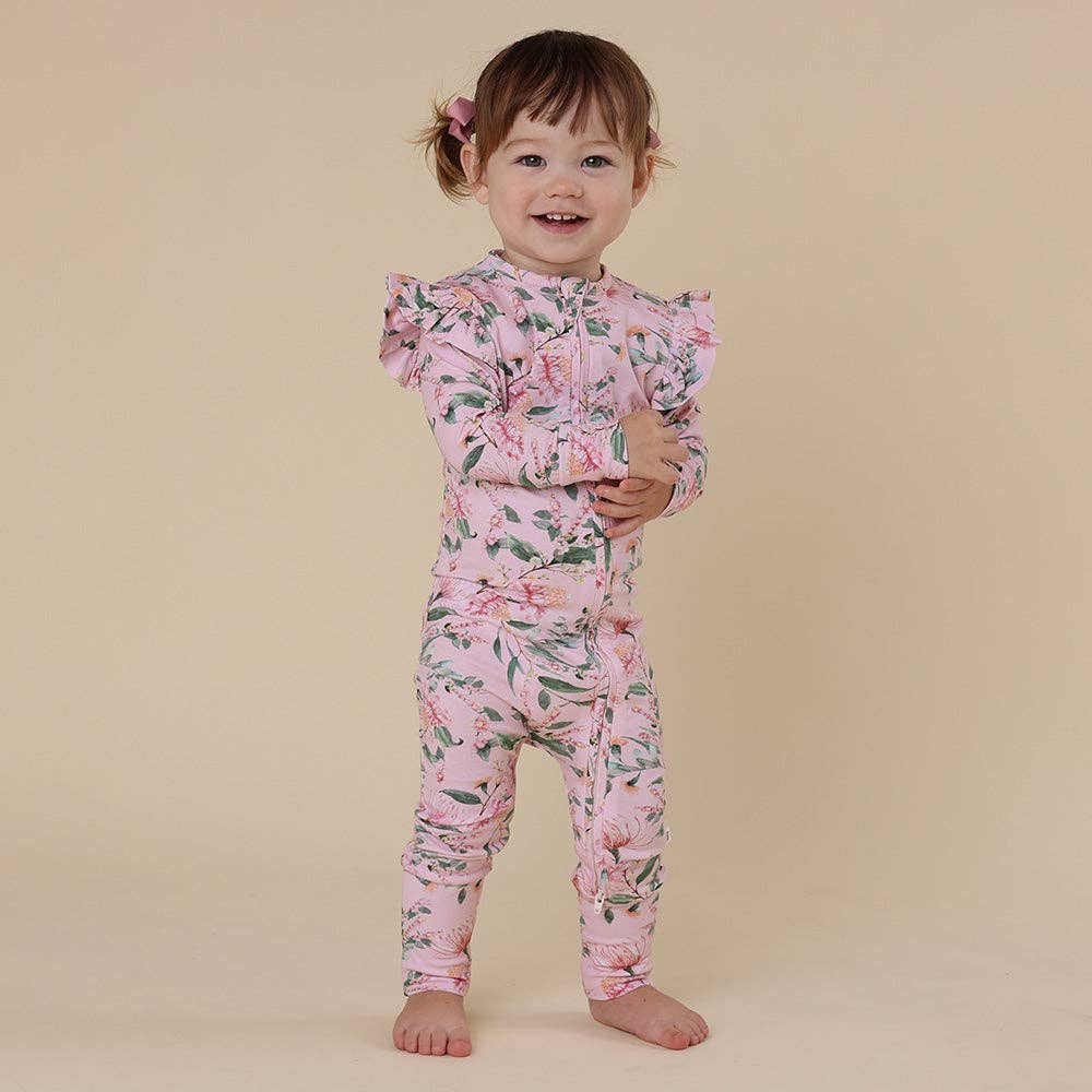 Pink Wattle Organic Snugglesuit Convertible Romper with Frill: 3-6 Months (00)