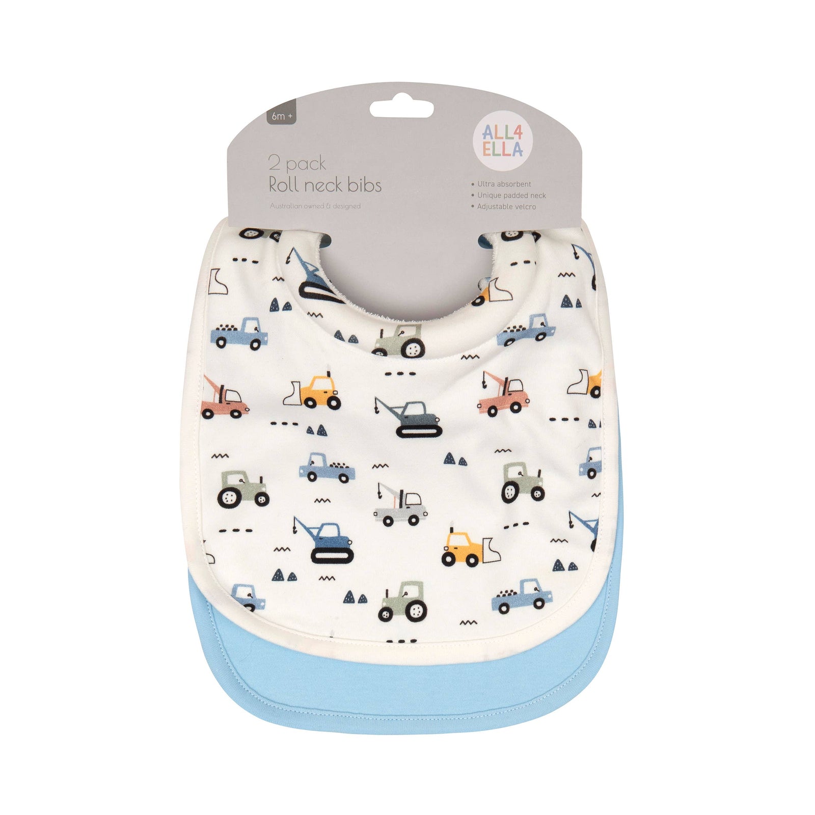 Roll Neck Bibs 2pk - Diggers