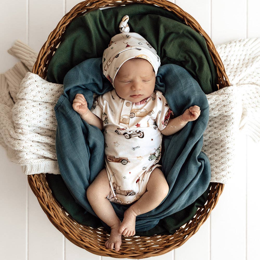 Vintage Cars Short Sleeve Organic Bodysuit: 3-6 Months (00)