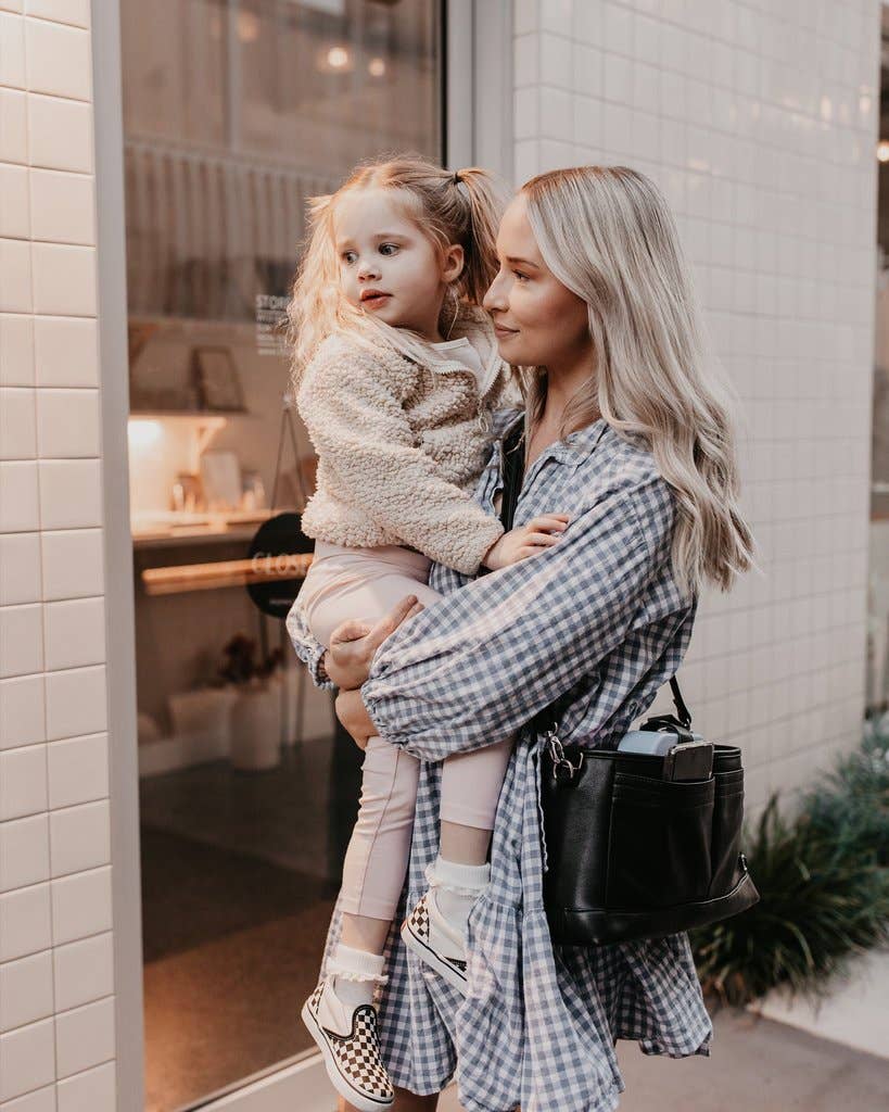 Signature Pram Caddy - Black Dimple Vegan Leather