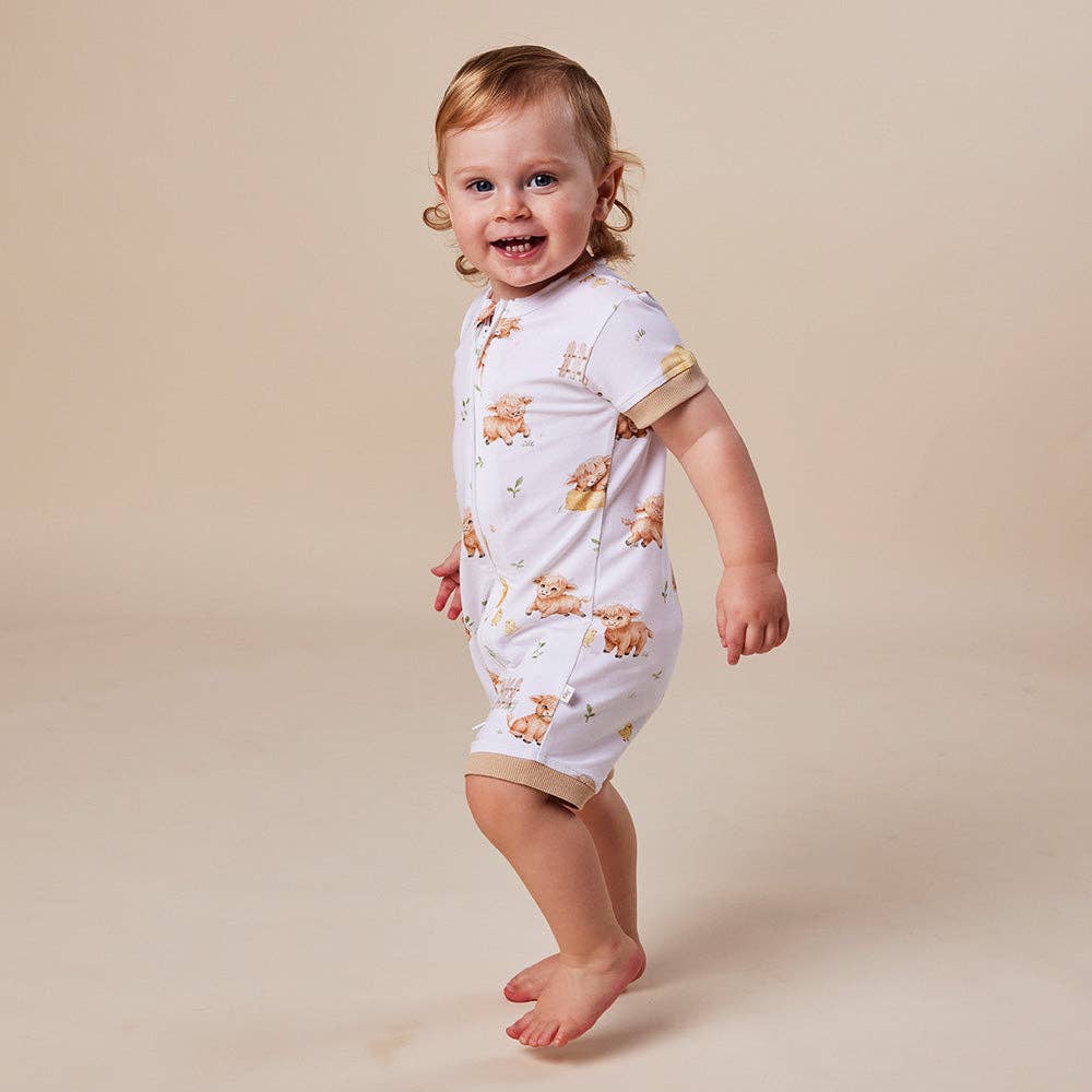 Highland Cows Organic Snuggle Shortie: 3-6 Months (00)