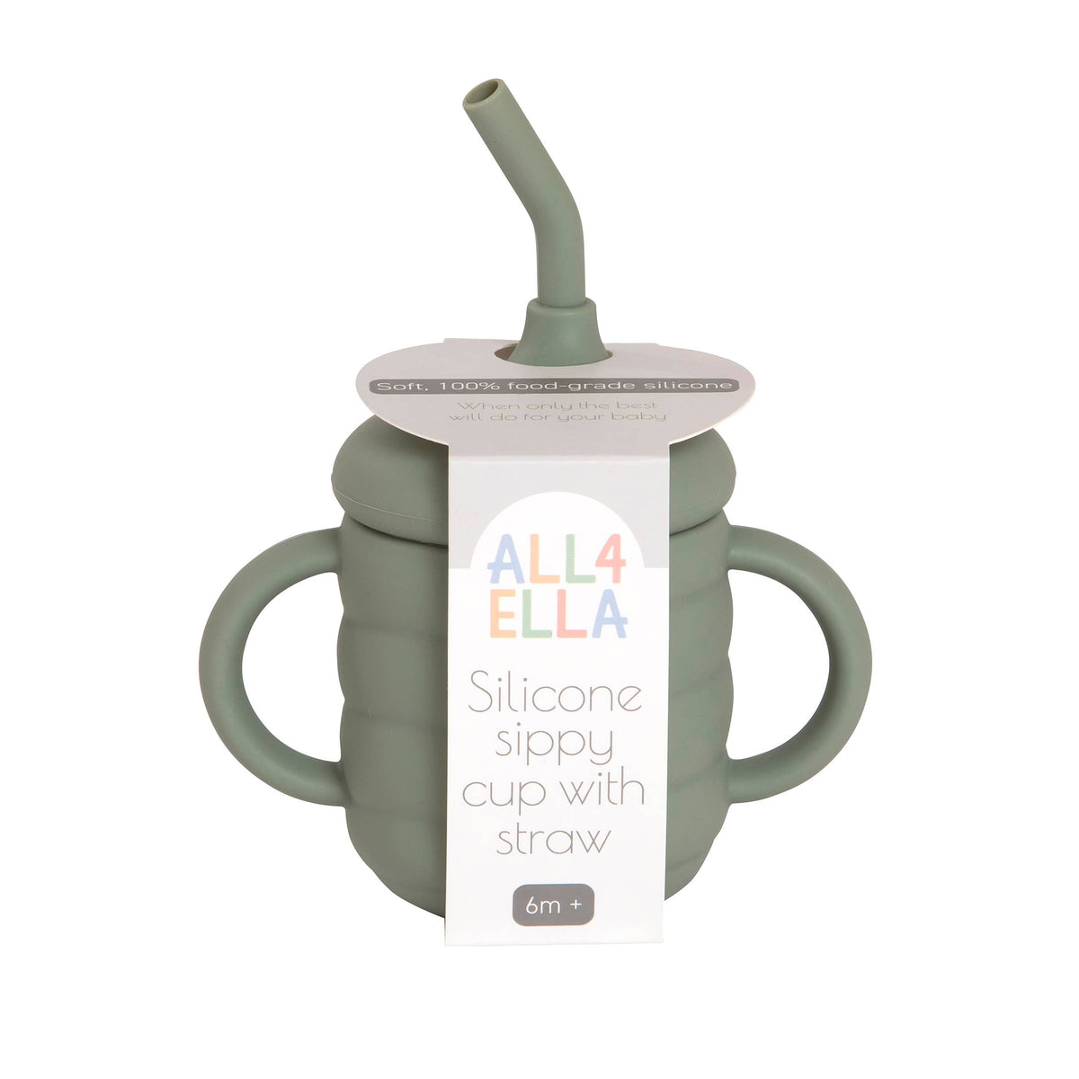 Silicone Sippy Cup with Straw - Olive