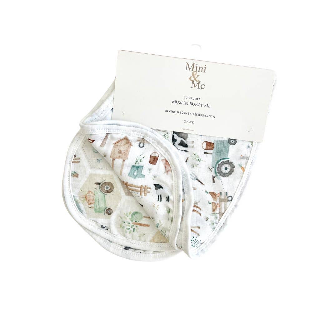 Cuddle Bug &amp; Co Burp Bib Patchwork Farm &amp; Farm Life