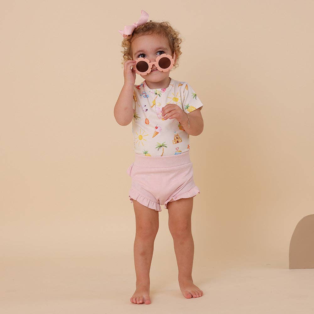 Beach Fun Short Sleeve Organic Bodysuit: 3-6 Months (00)