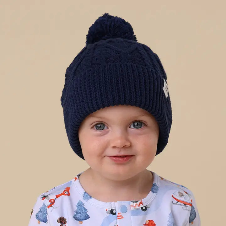 Snuggle Hunny Organic Knitted Beanie Navy L 6-24mths
