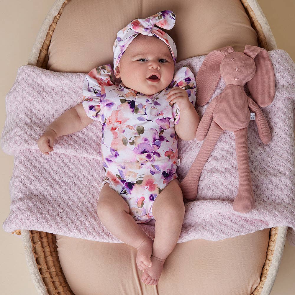 Blushing Beauty Short Sleeve Organic Bodysuit with Frill: Newborn (0000)