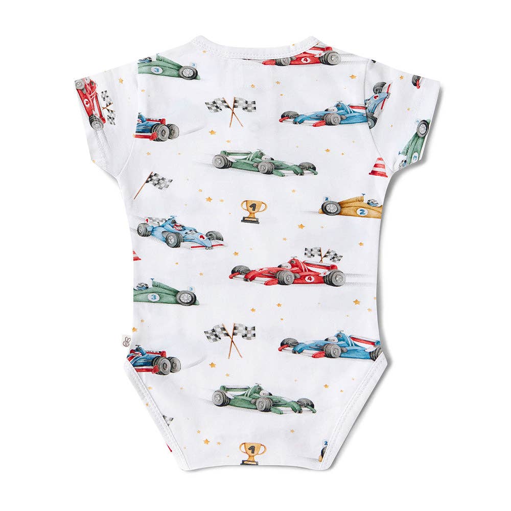 Snuggle Hunny Little Racers Short Sleeve Organic Bobysuit 3-6mths 00