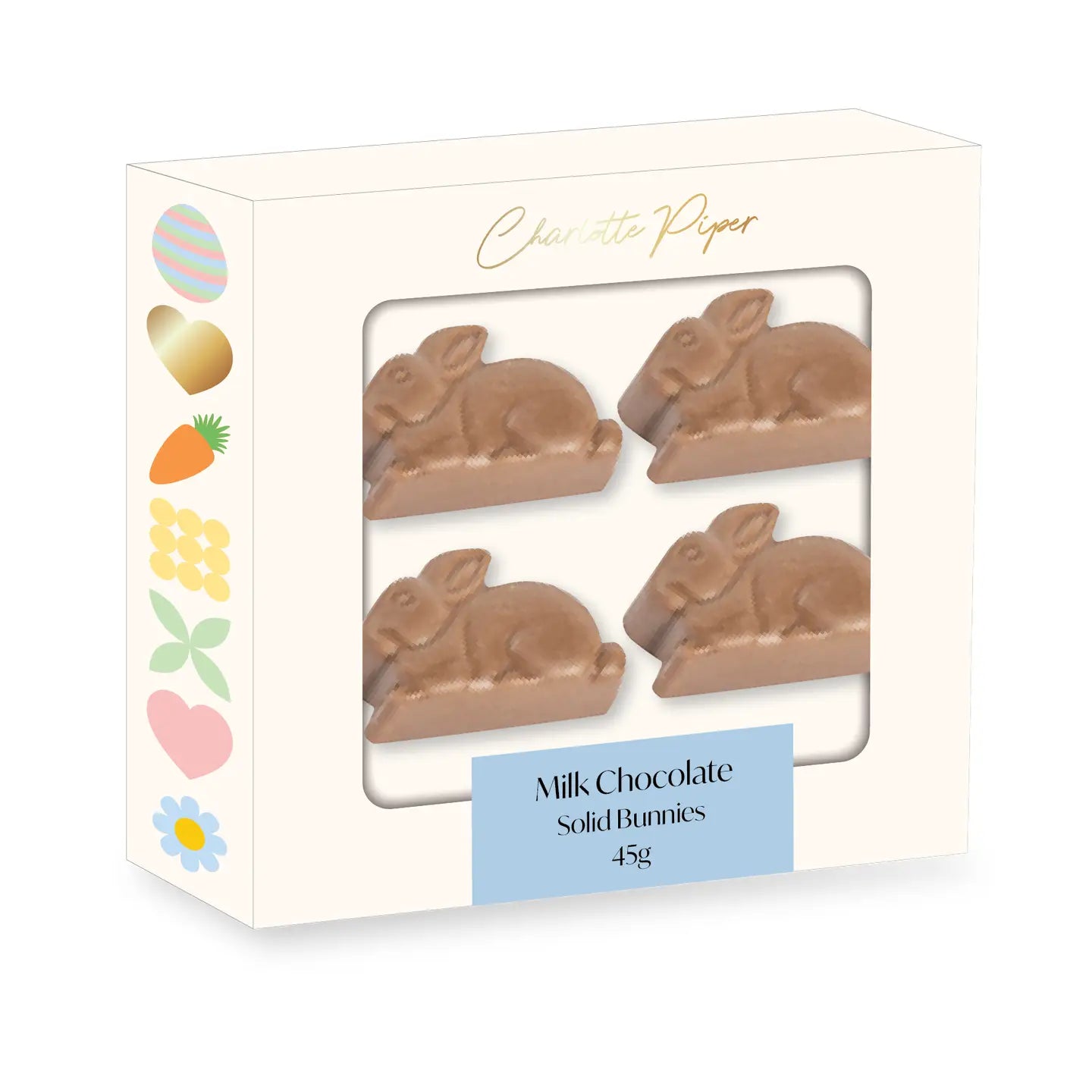 Charlotte Piper Chocolate Bunnies Pkt 4 Milk Dark White And Caramel