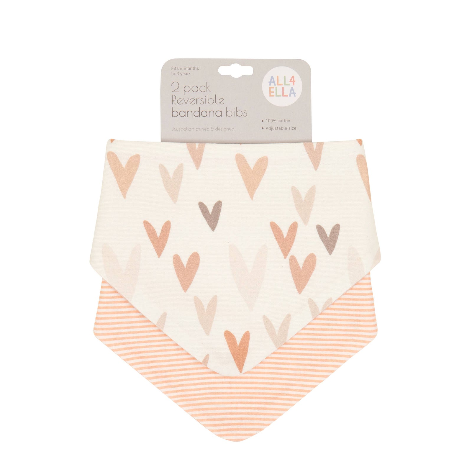 Bandana Bibs 2pk - Hearts