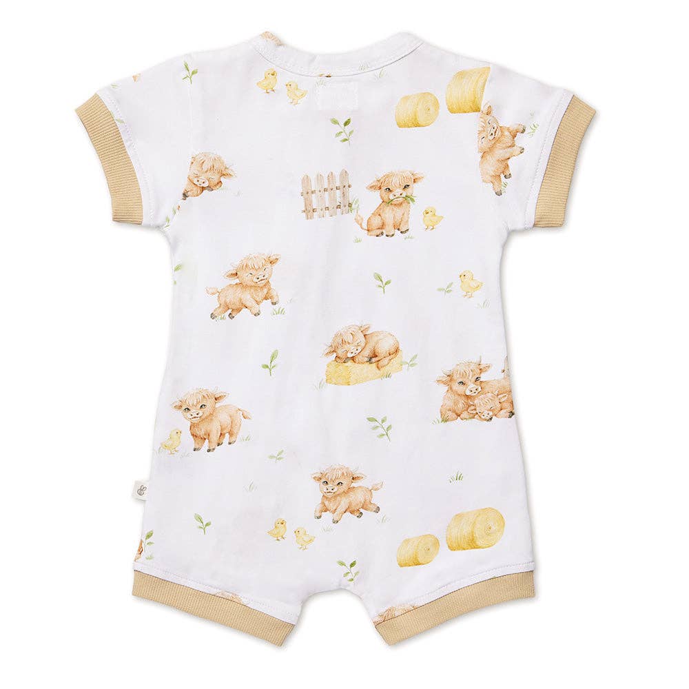 Highland Cows Organic Snuggle Shortie: 3-6 Months (00)
