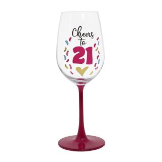Cheers To 21 Wine Glass