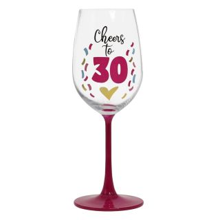Cheers To 30 Wine Glass