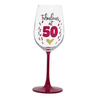 Fabulous At 50 Wine Glass