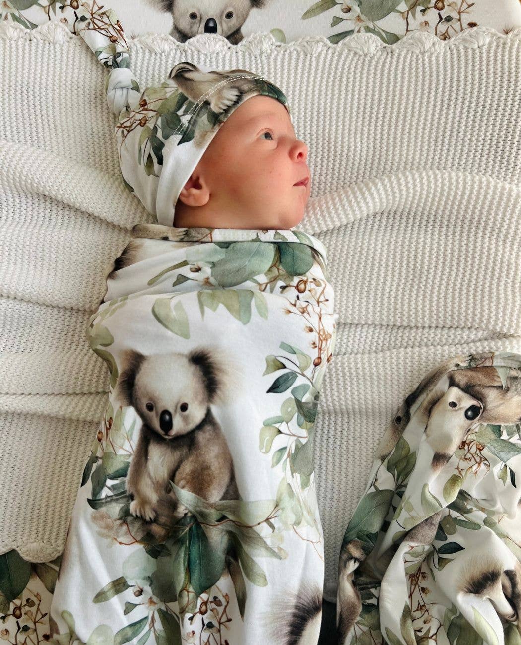 Mini &amp; Me Organic Jersey Baby Wrap Set Cuddly Koala