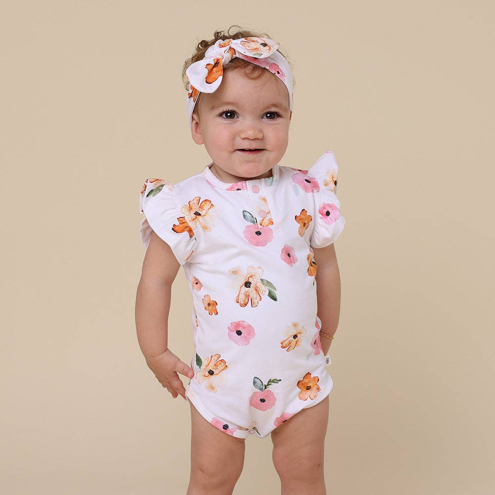 Poppy Short Sleeve Organic Bodysuit with Frill: 3-6 Months (00)