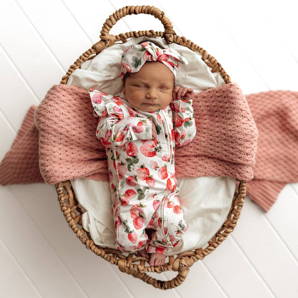 Strawberry Organic Snugglesuit Convertible Romper: Newborn (0000)