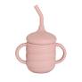 Silicone Sippy Cup With Straw Dusty Pink