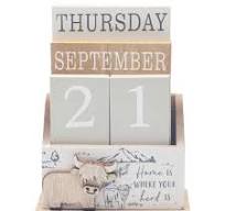 Highland Cow Calendar Block