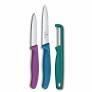 Victorinox 3pc Paring Knife Set with Peeler Purple Green Blue