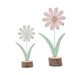 Pastel White Flower On Wooden Base