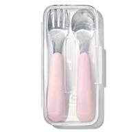 Oxo Tot On The Go Fork And Spoon Set With Travel Case Blossom