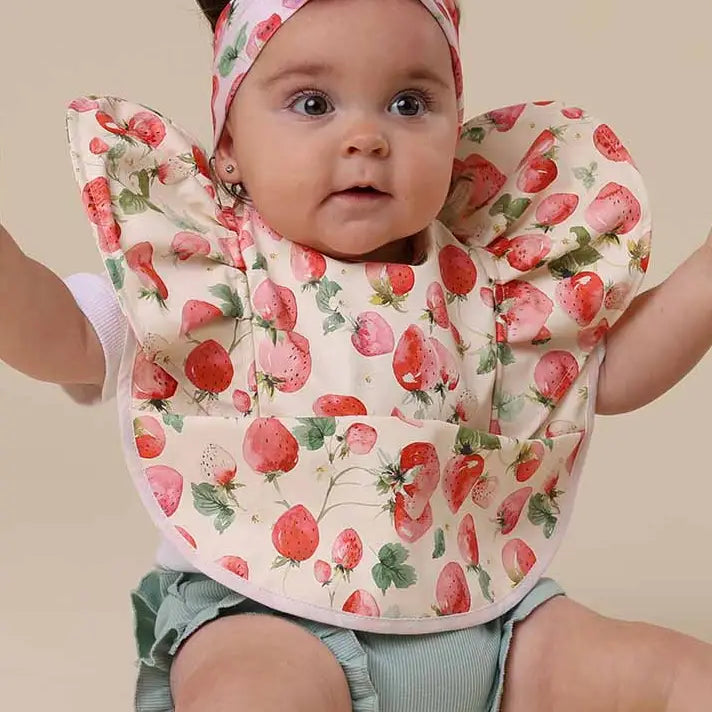 Snuggle Hunny Strawberry Waterproof Frill Snuggle Bib