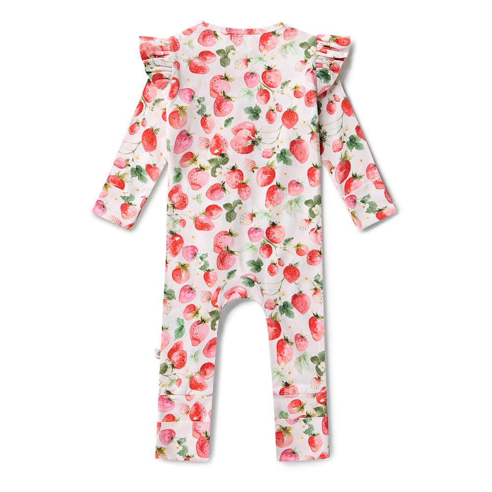 Strawberry Organic Snugglesuit Convertible Romper: Newborn (0000)