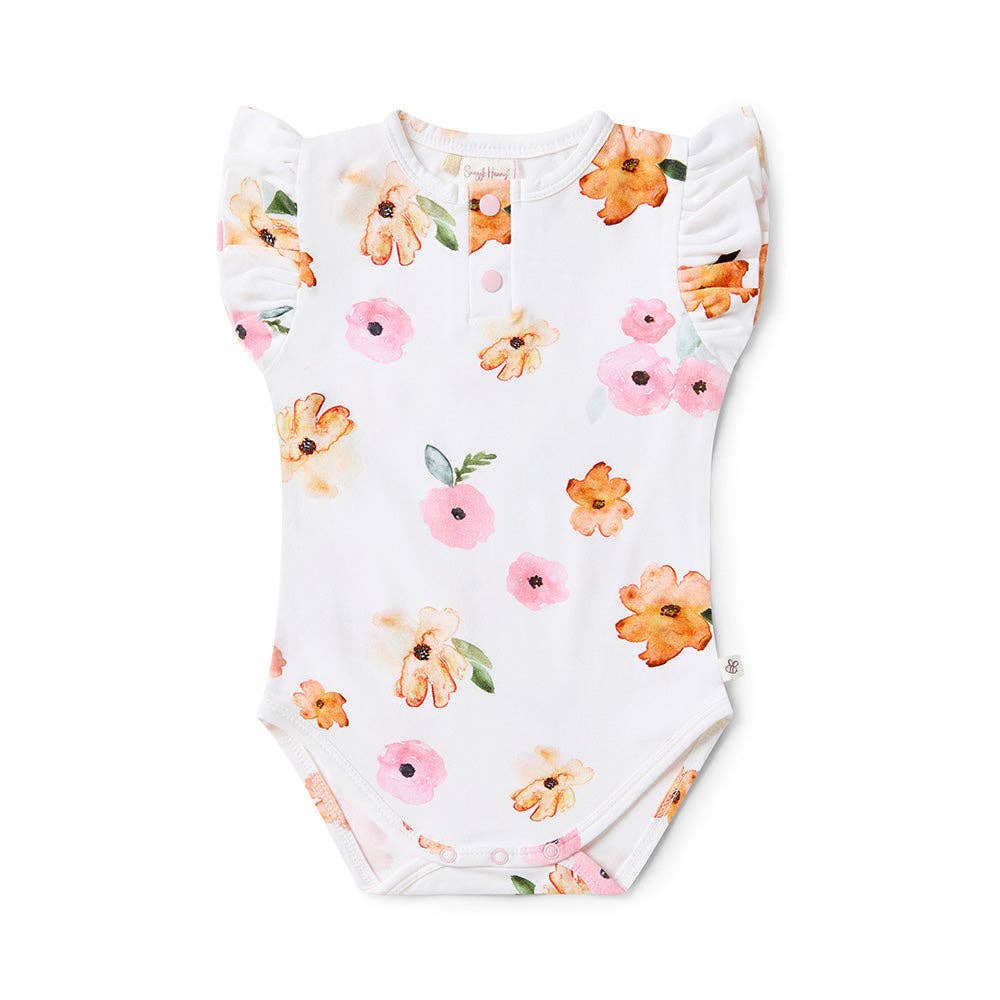 Poppy Short Sleeve Organic Bodysuit with Frill: 0-3 Months (000)