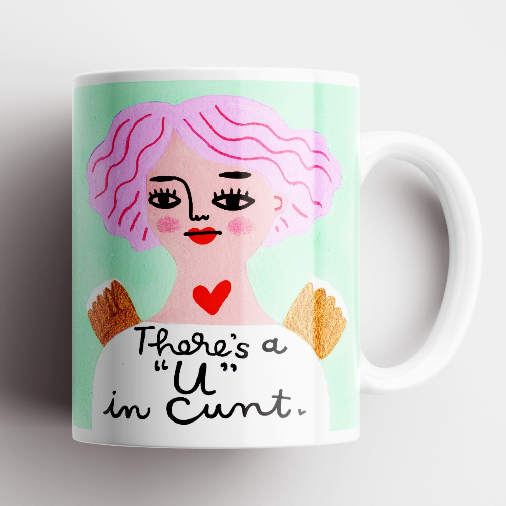 There's a 'U" in C*nt Grumpy Angel Mug