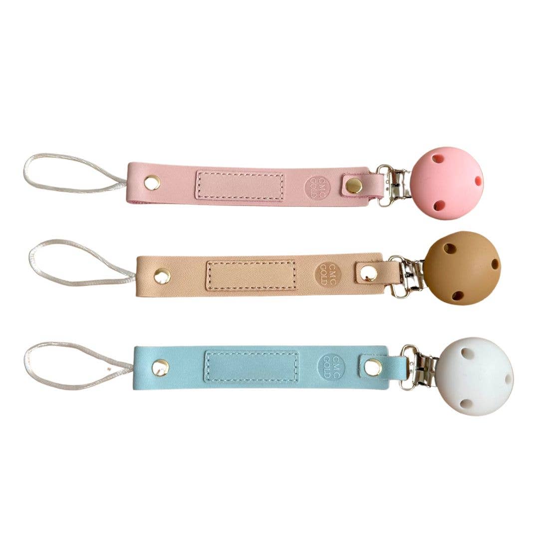 Coloured Panel Leather Dummy Clips: Blush / Baby Pink
