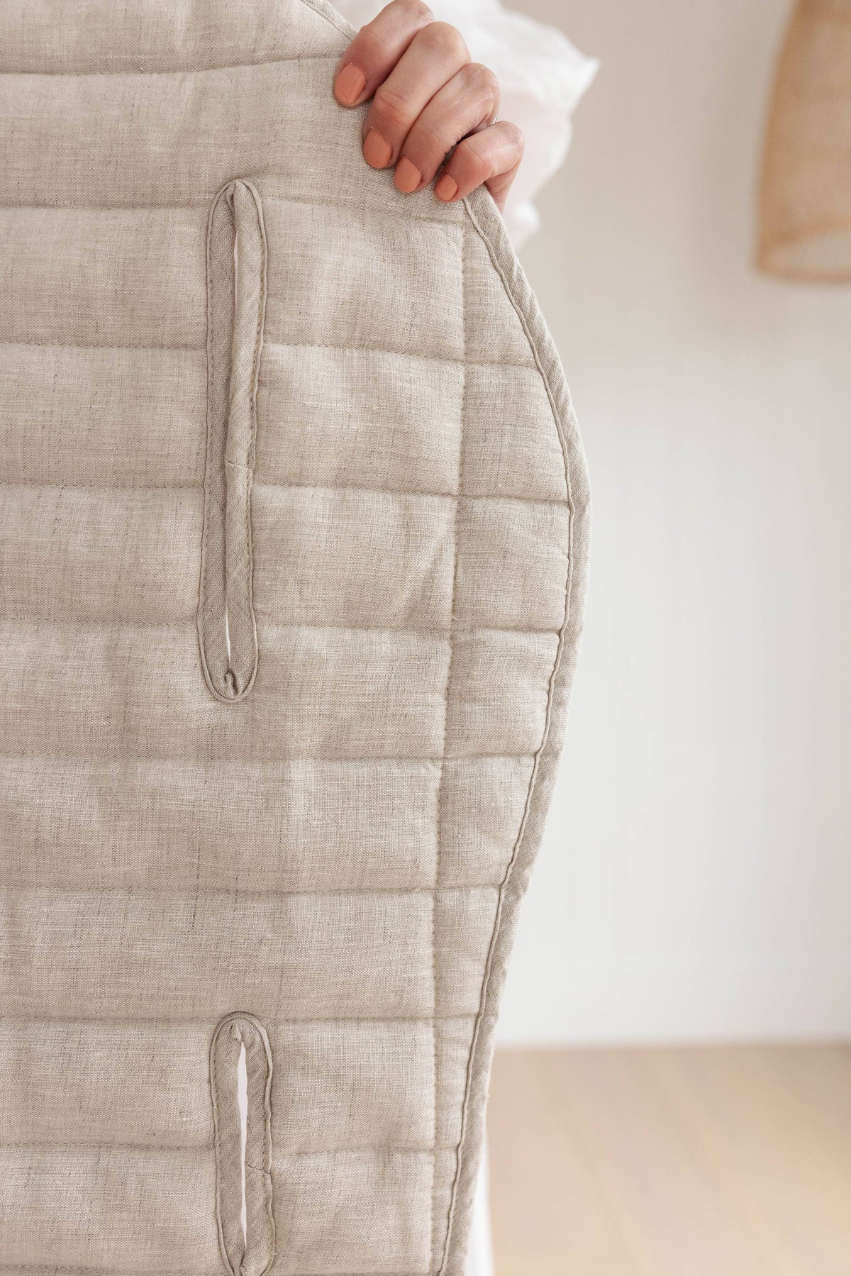 Oatmeal & Stripe - Pram Liner- Stripe quilt: Beige