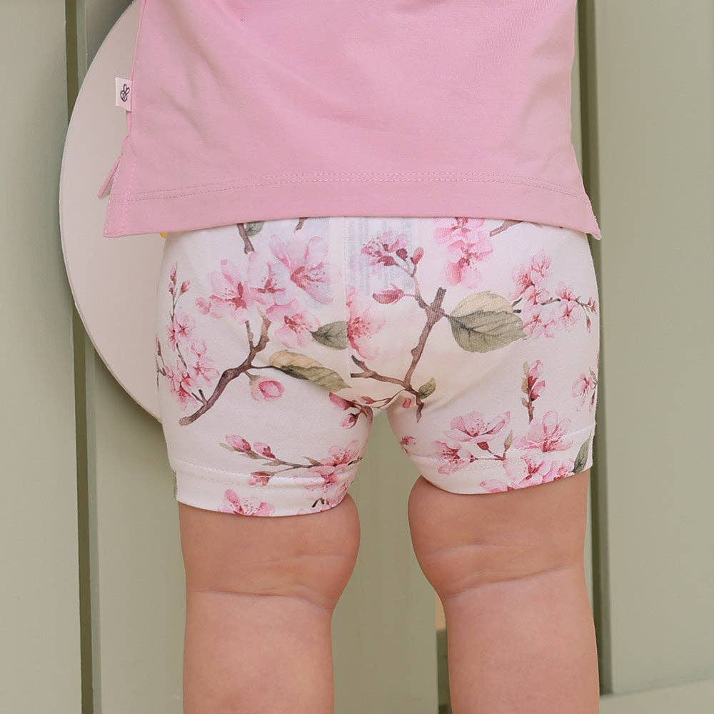 Cherry Blossom Organic Bike Shorts: 6-12 Months (0)