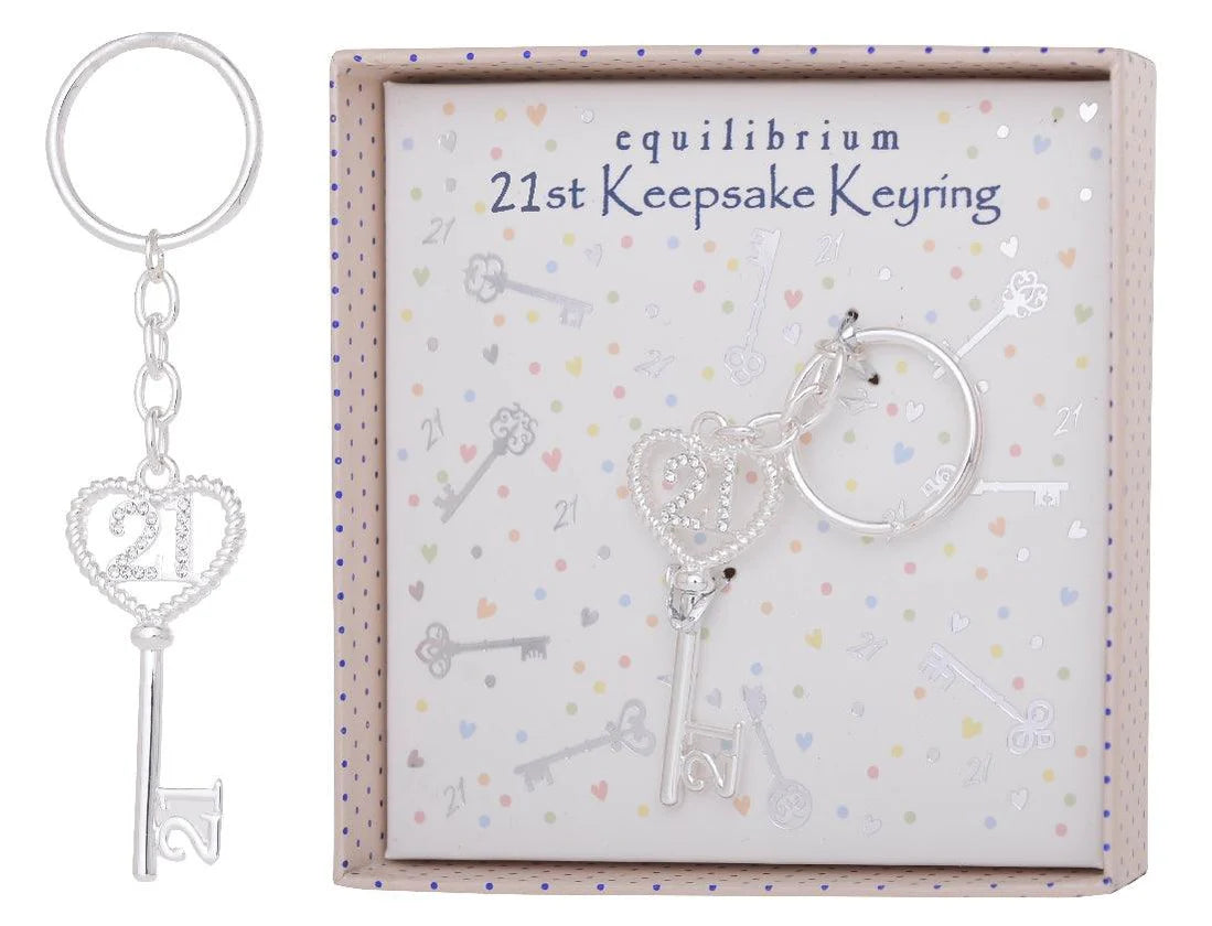 Equilibrium 21st Birthday Keyring Silver